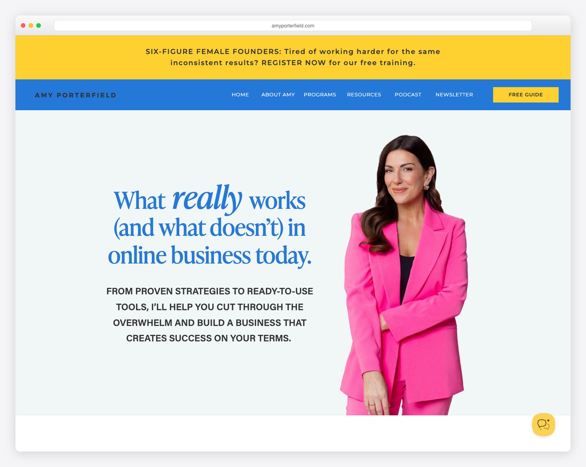 amy porterfield coach website example