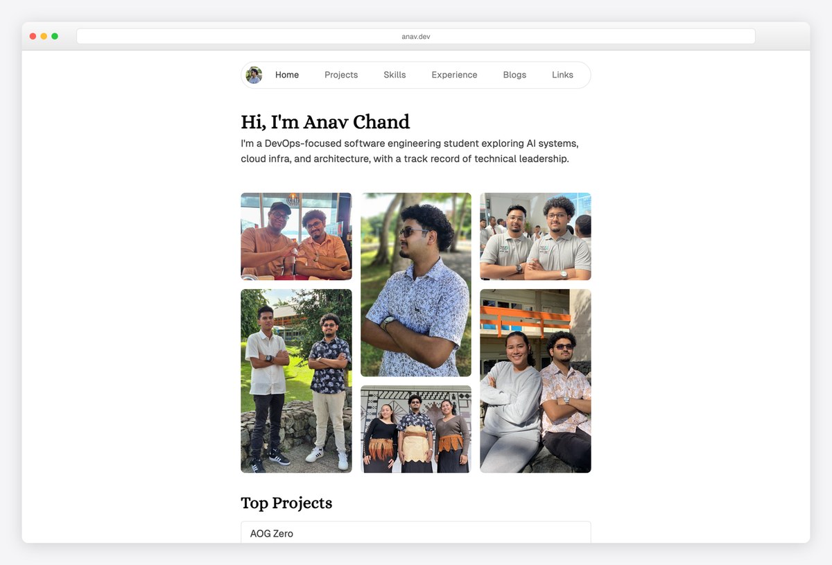 Anav Chand portfolio website