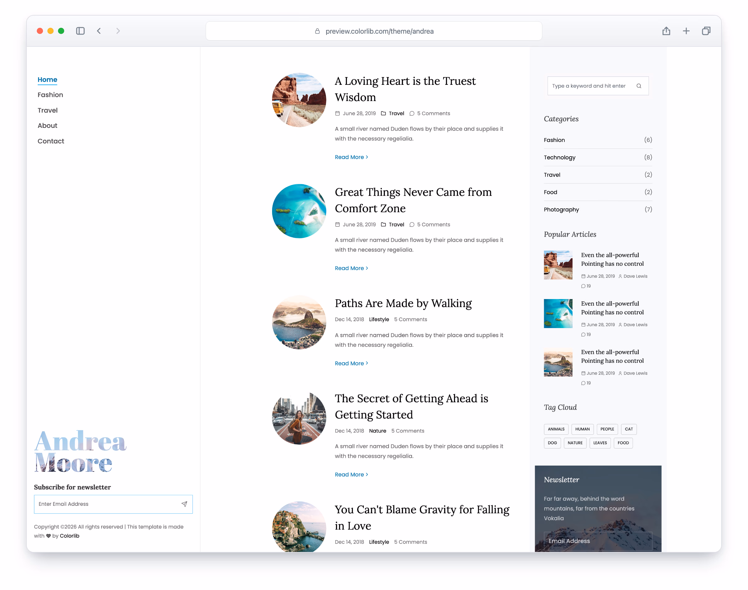 Andrea website template