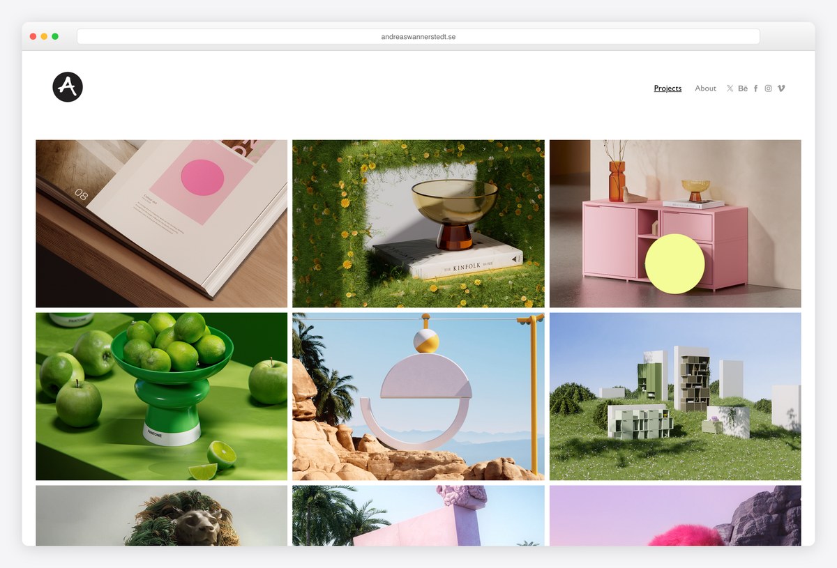 Andreas Wannerstedt 3D motion designer portfolio website