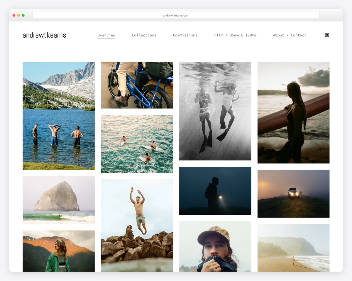 andrew kearns squarespace photography website example