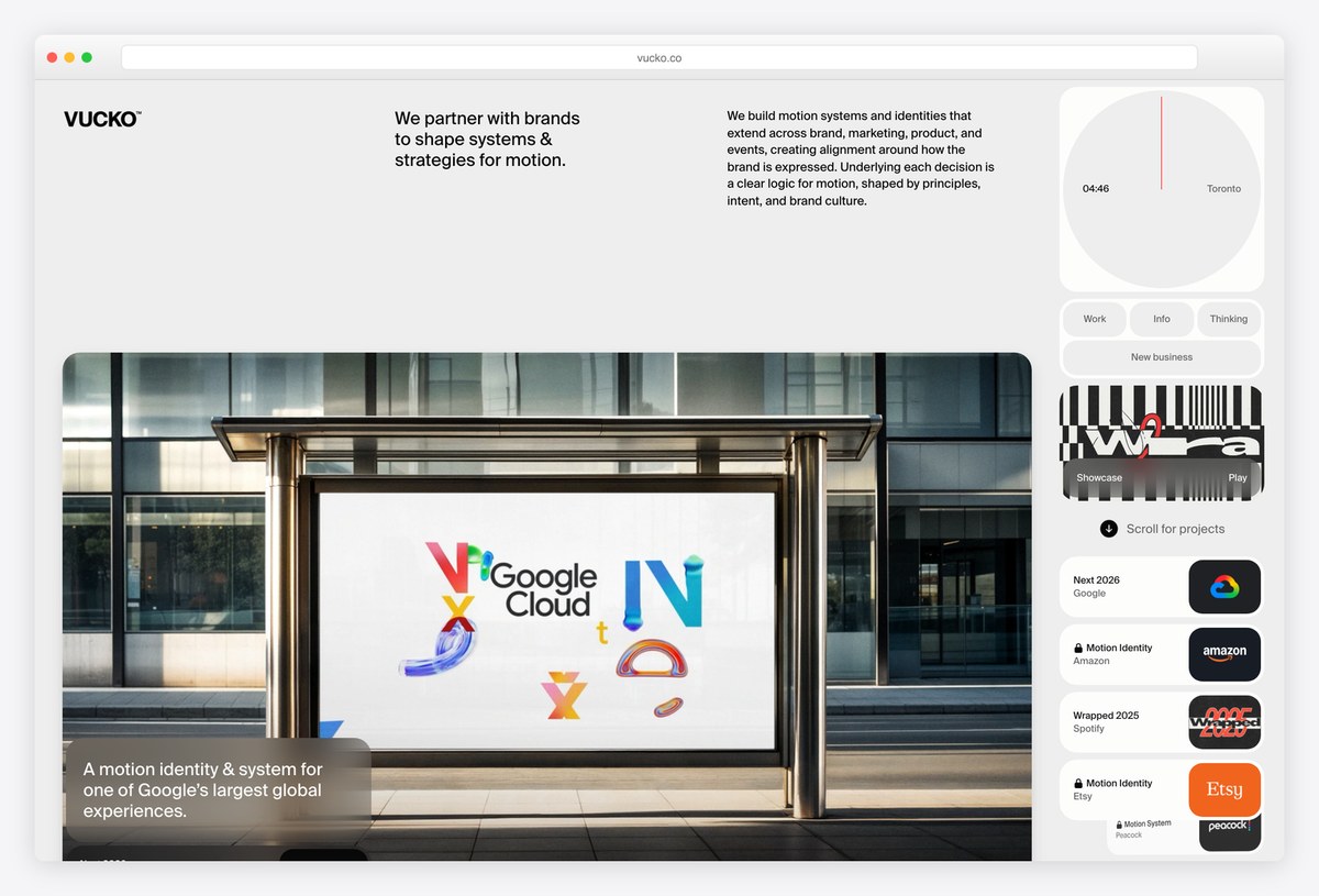 Andrew Vucko (VUCKO) motion design studio website