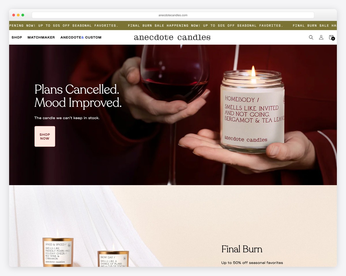 anecdote candles website example