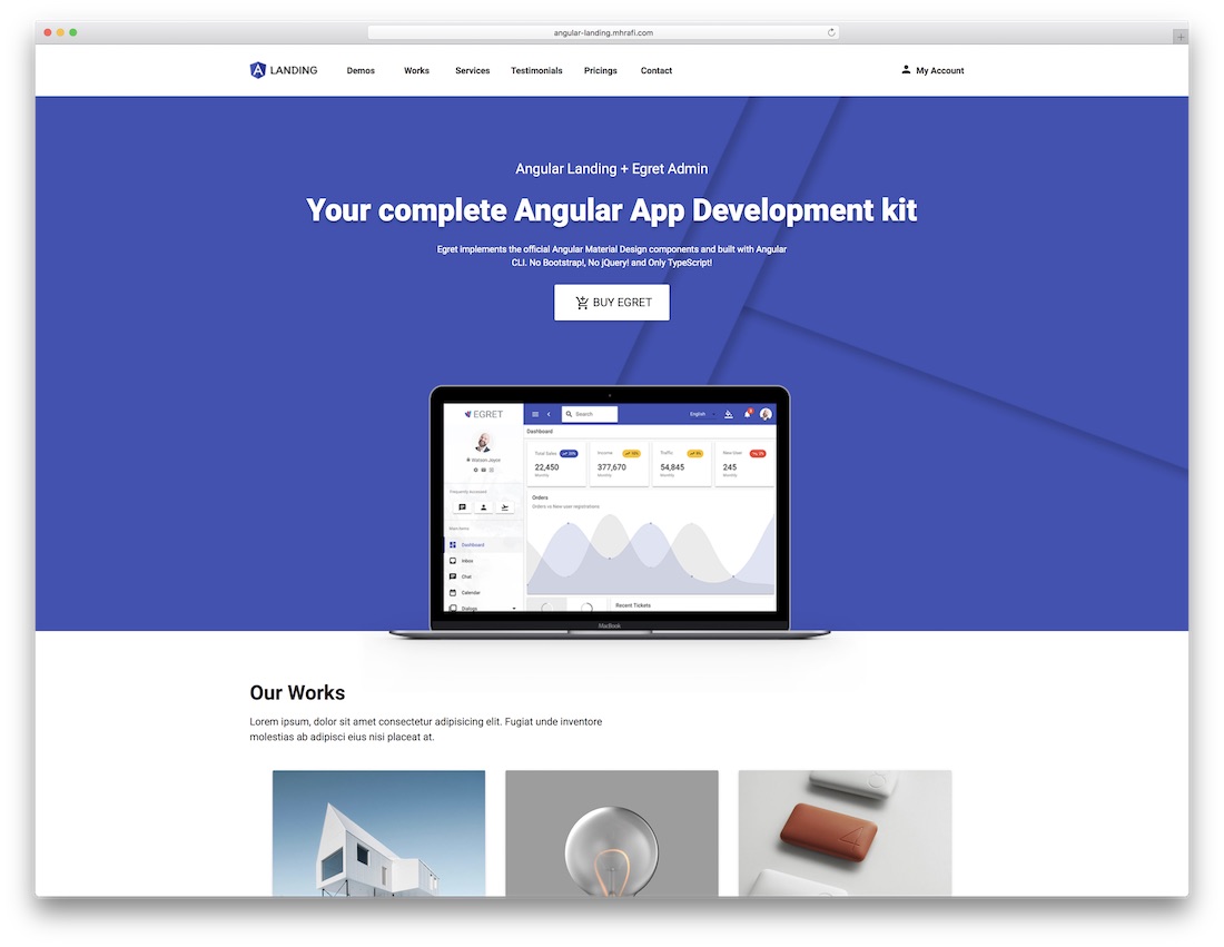 angular landing page template