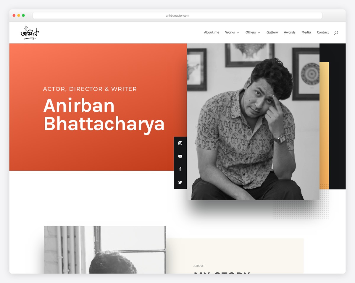 Anirban Bhattacharya actor website built with Divi