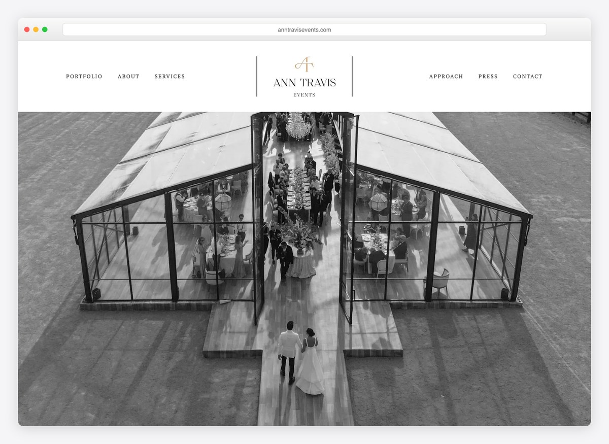 Ann Travis Events wedding website homepage