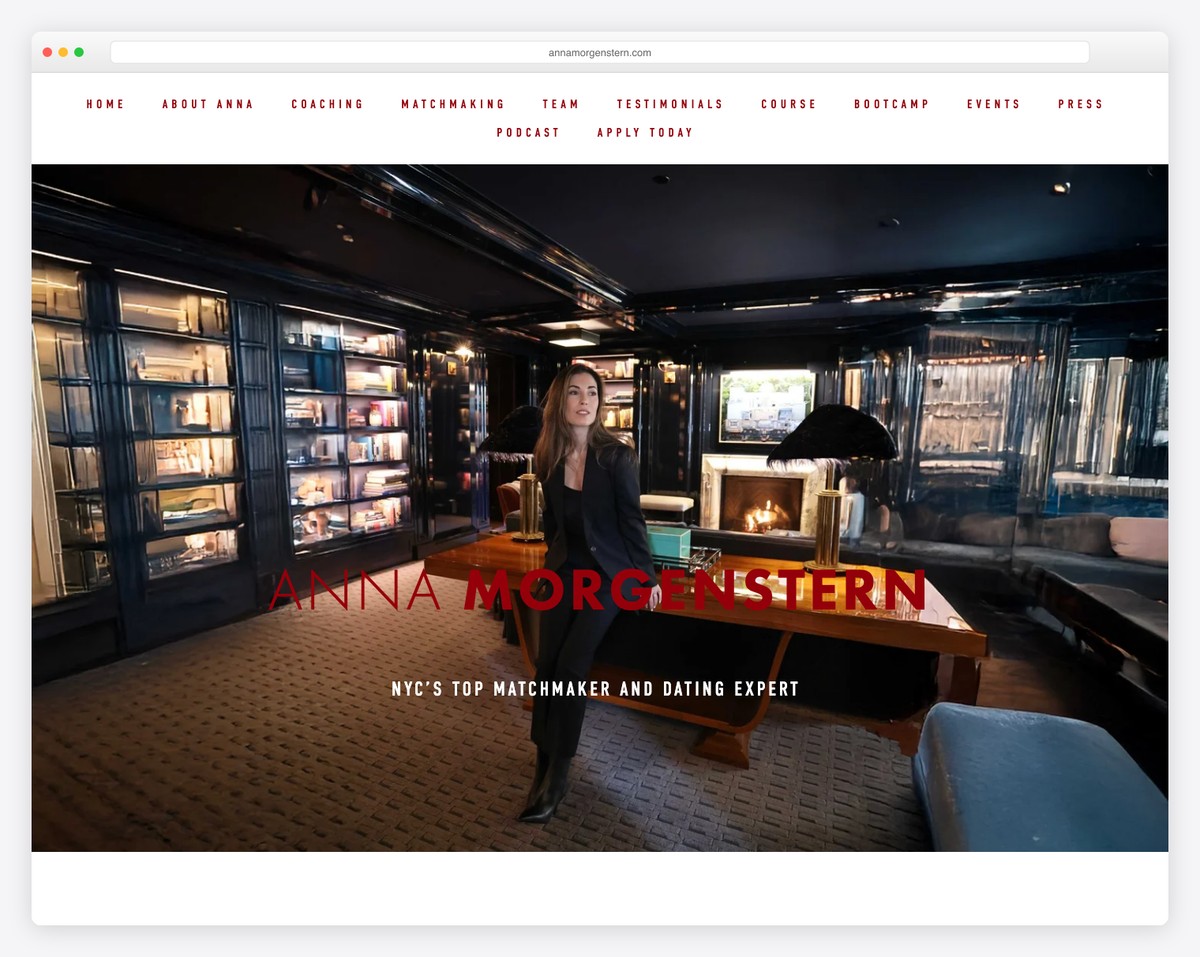 Anna Morgenstern dating coach Squarespace website