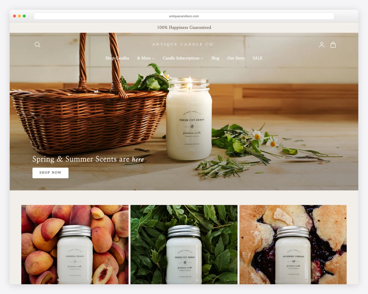 antique candle co. website example