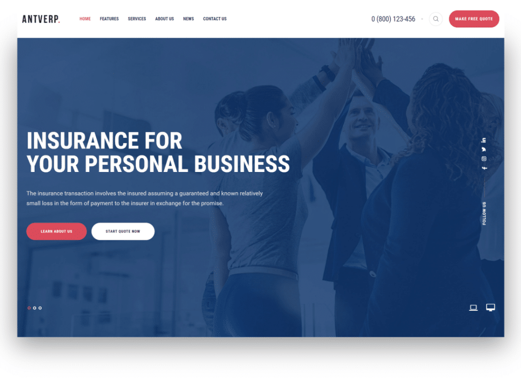 Antverp - Insurance & Financial Advising WordPress Theme