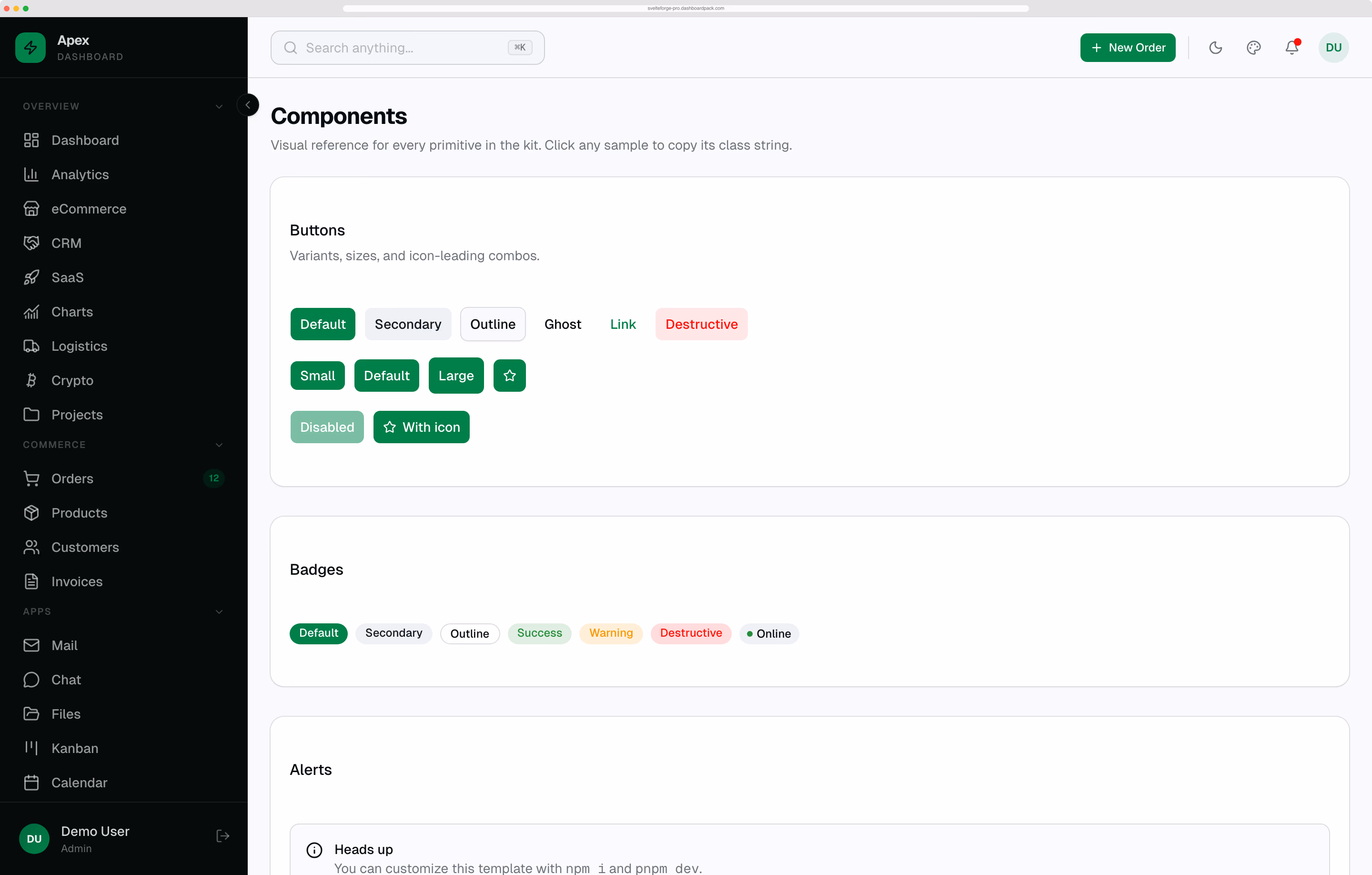 Apex Dashboard Angular — Premium Angular 21 admin template with Tailwind CSS v4 and Spartan UI