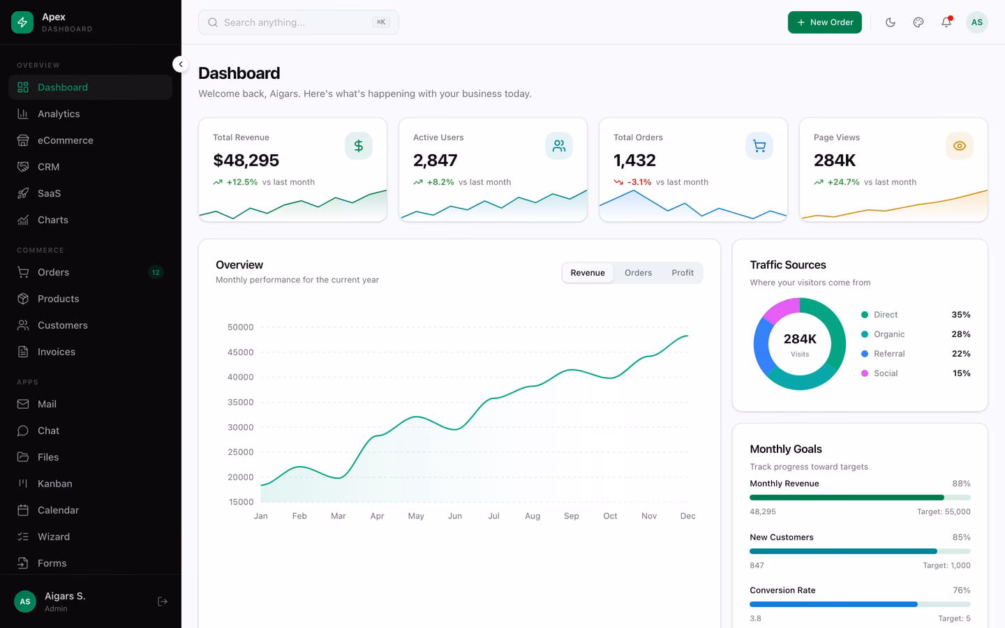 Apex Dashboard - Blazor WebAssembly .NET 10 admin panel template with Tailwind CSS