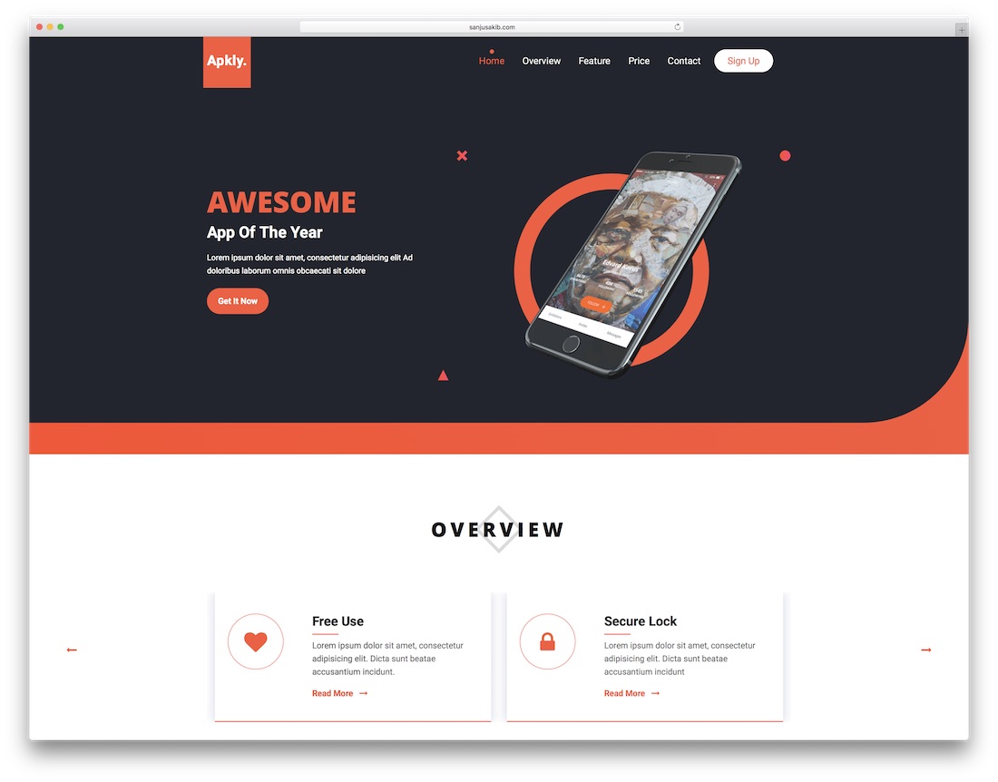 apkly landing page template