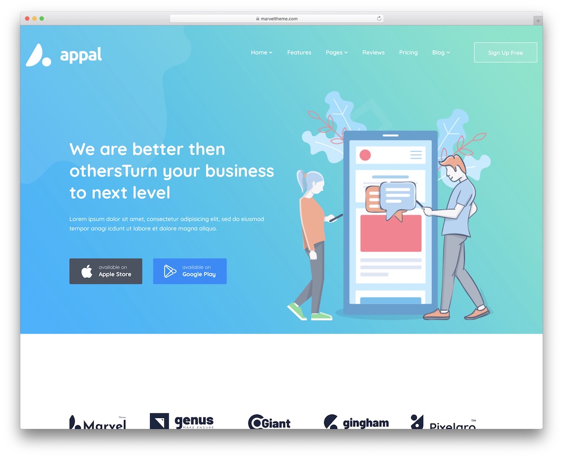 appal app showcase wordpress theme