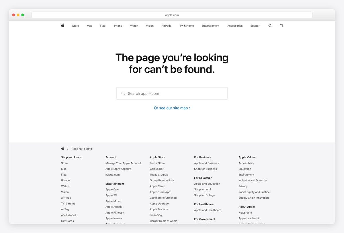 Apple 404 page design