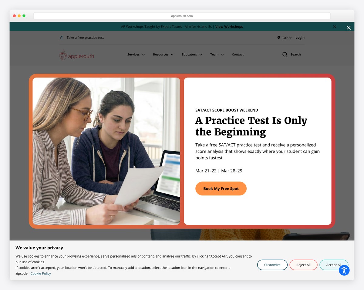 applerouth tutoring website