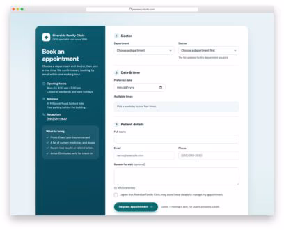Appointment Form V01 free HTML and CSS snippet by Colorlib