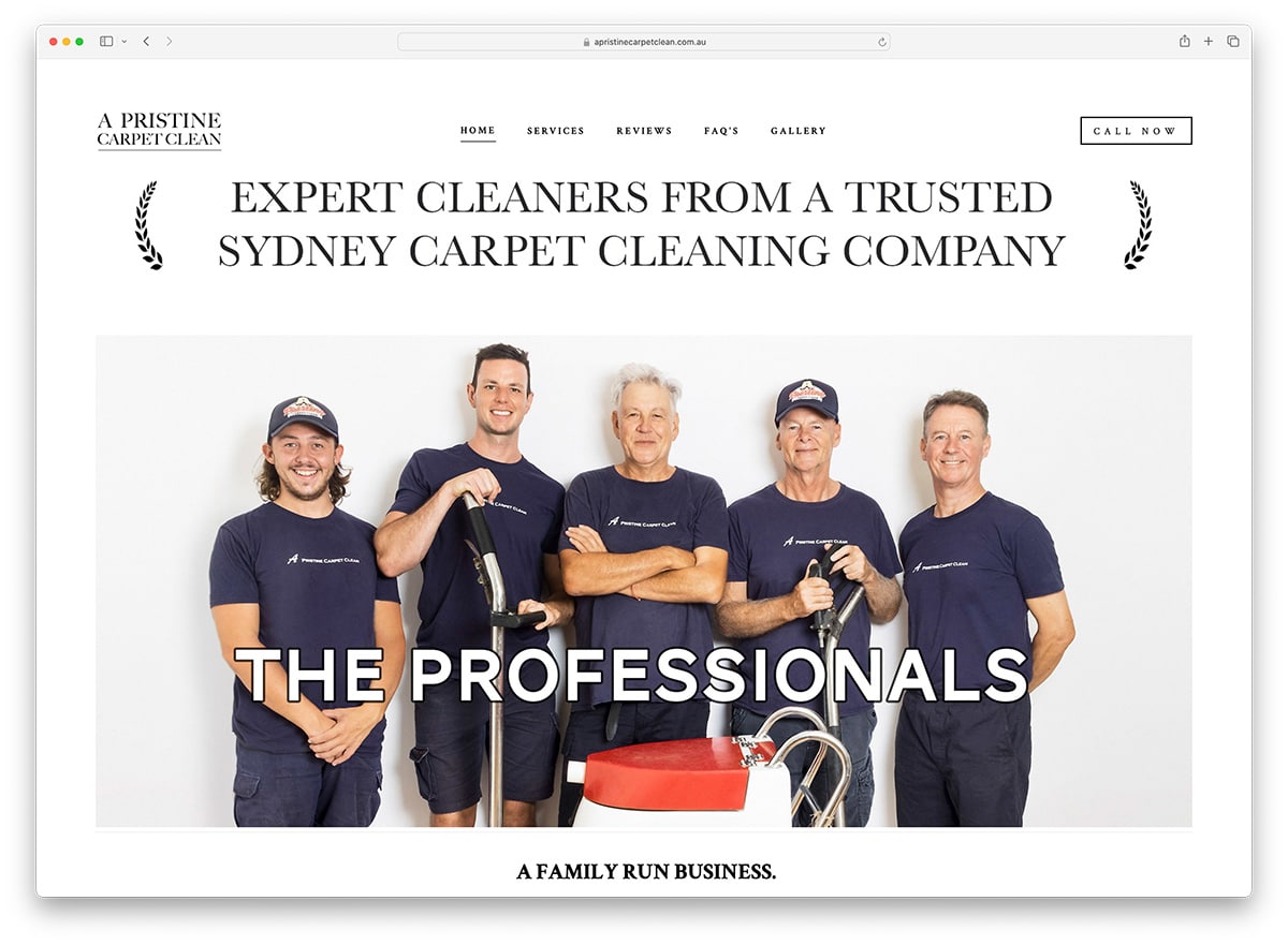 a pristine carpet clean - family owned company website example