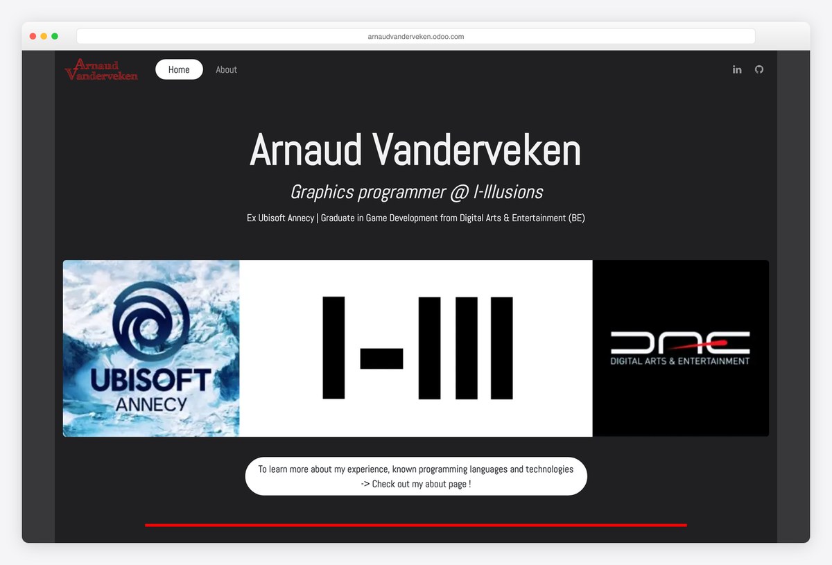 Arnaud Vanderveken graphics programmer portfolio website