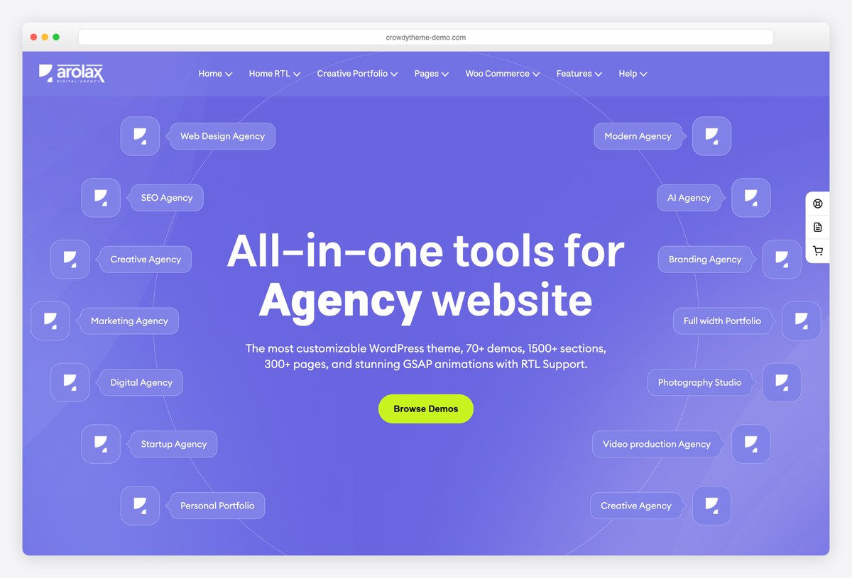 Arolax interactive website template demo