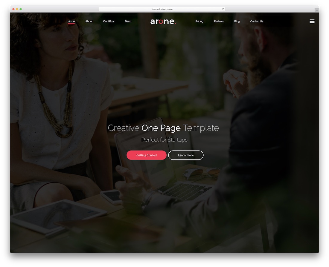 arone one page bootstrap business website template