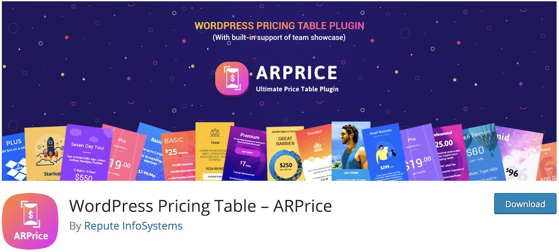arprice responsive pricing table wordpress plugin