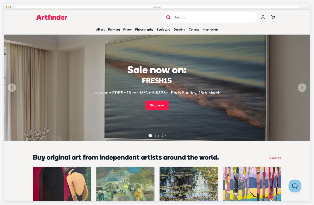 artfinder art marketplace website example