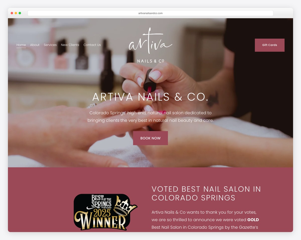 artiva nails & co website example