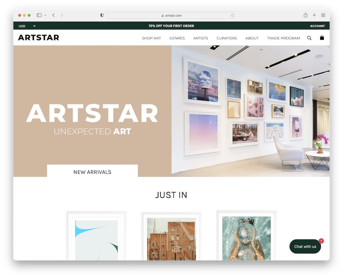 artstar art portfolio website