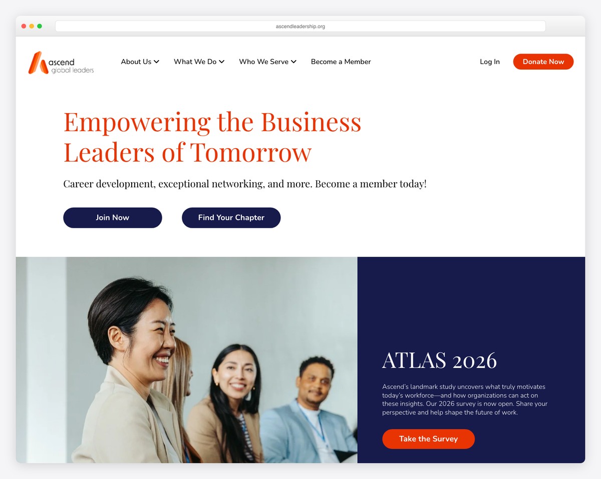 ascend leadership membership squarespace website example