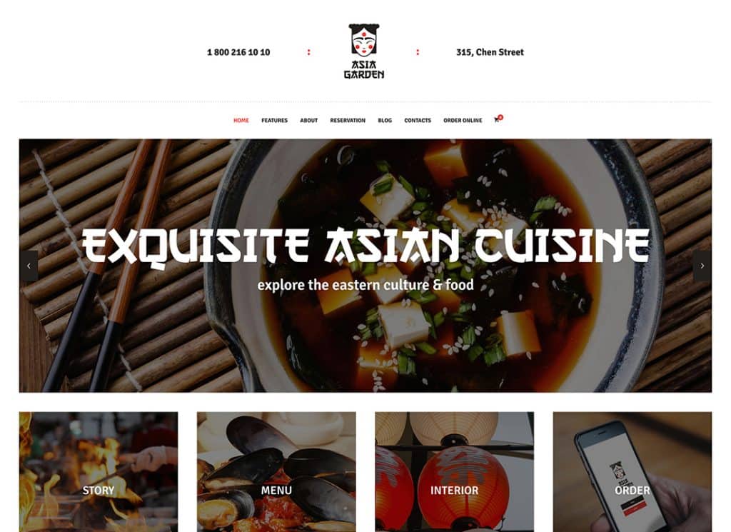 Asia Garden - Asian Food Restaurant WordPress Theme
