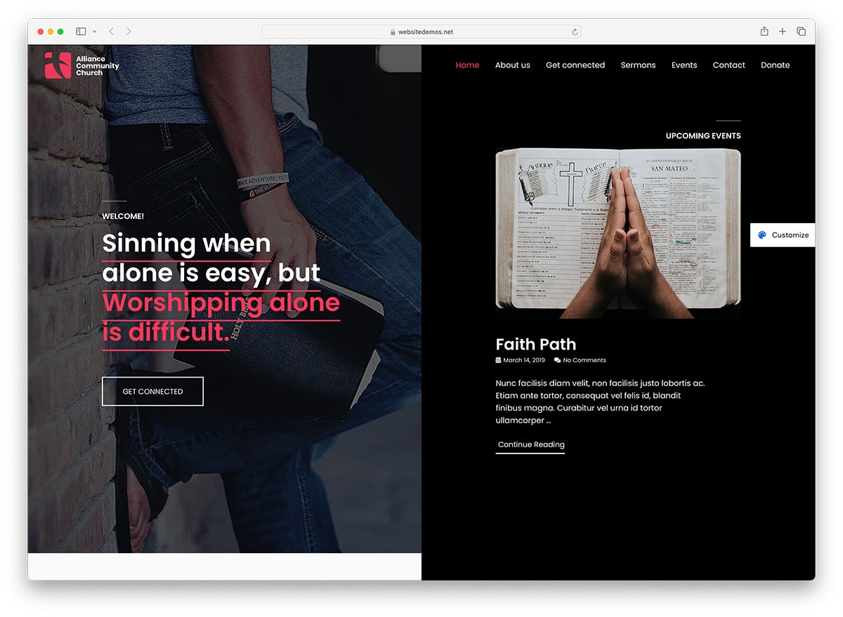 Astra - free beautiful church WordPress theme