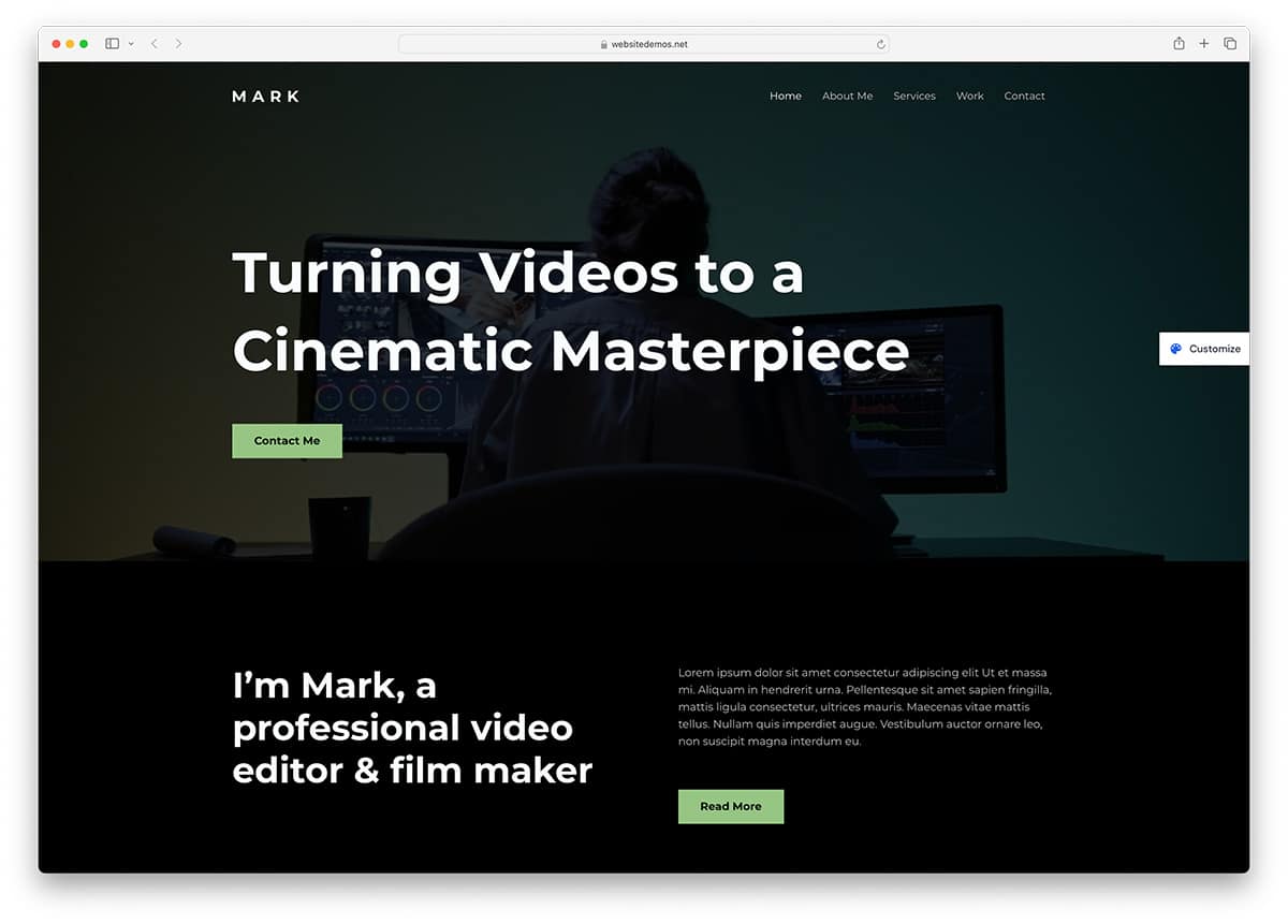 Astra - free film maker and videographer WordPress theme