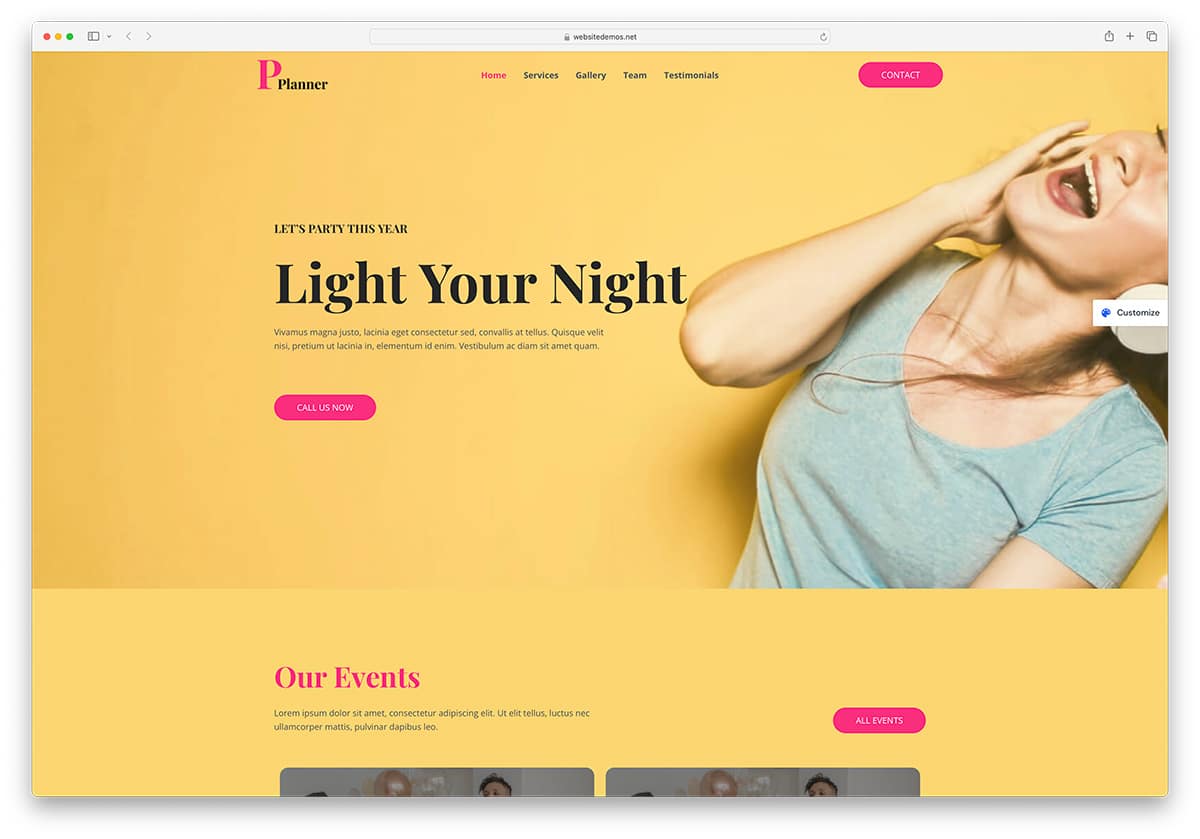 Astra - free party and event planner WordPress theme