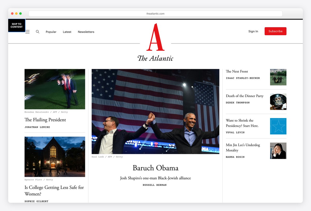 The Atlantic homepage design