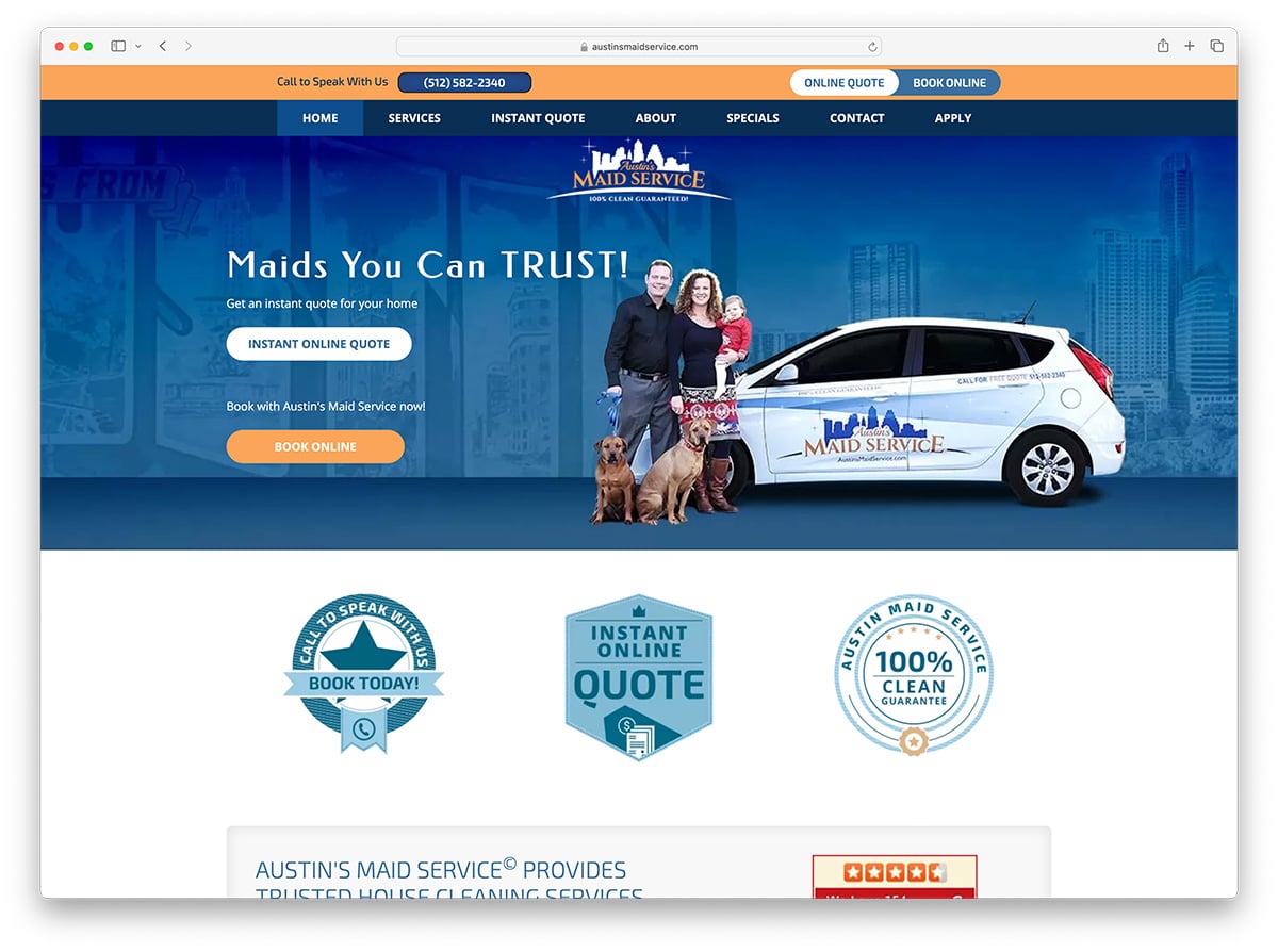Austin's Maid Service company website - Made with WordPress