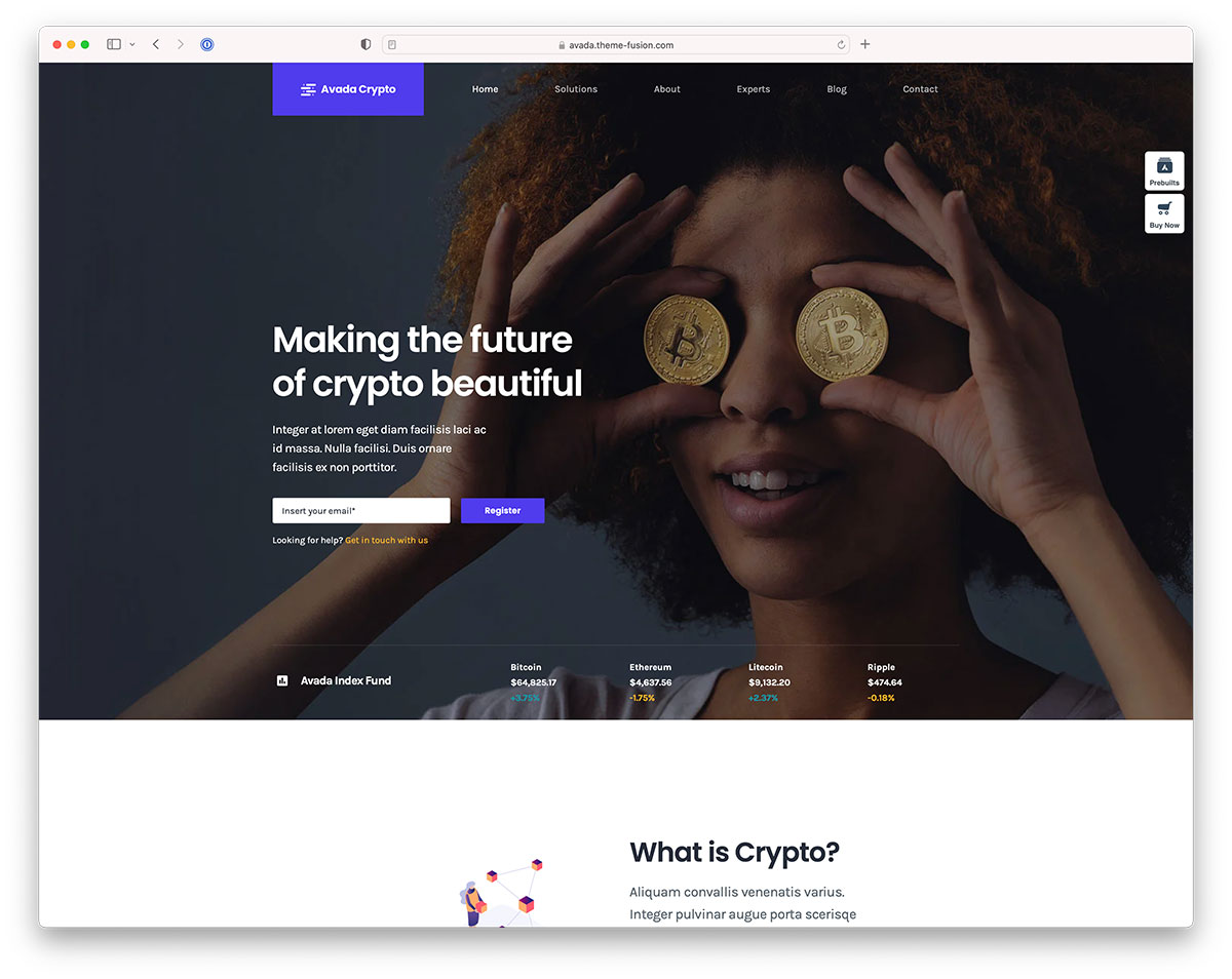 Avada - crypto WordPress theme