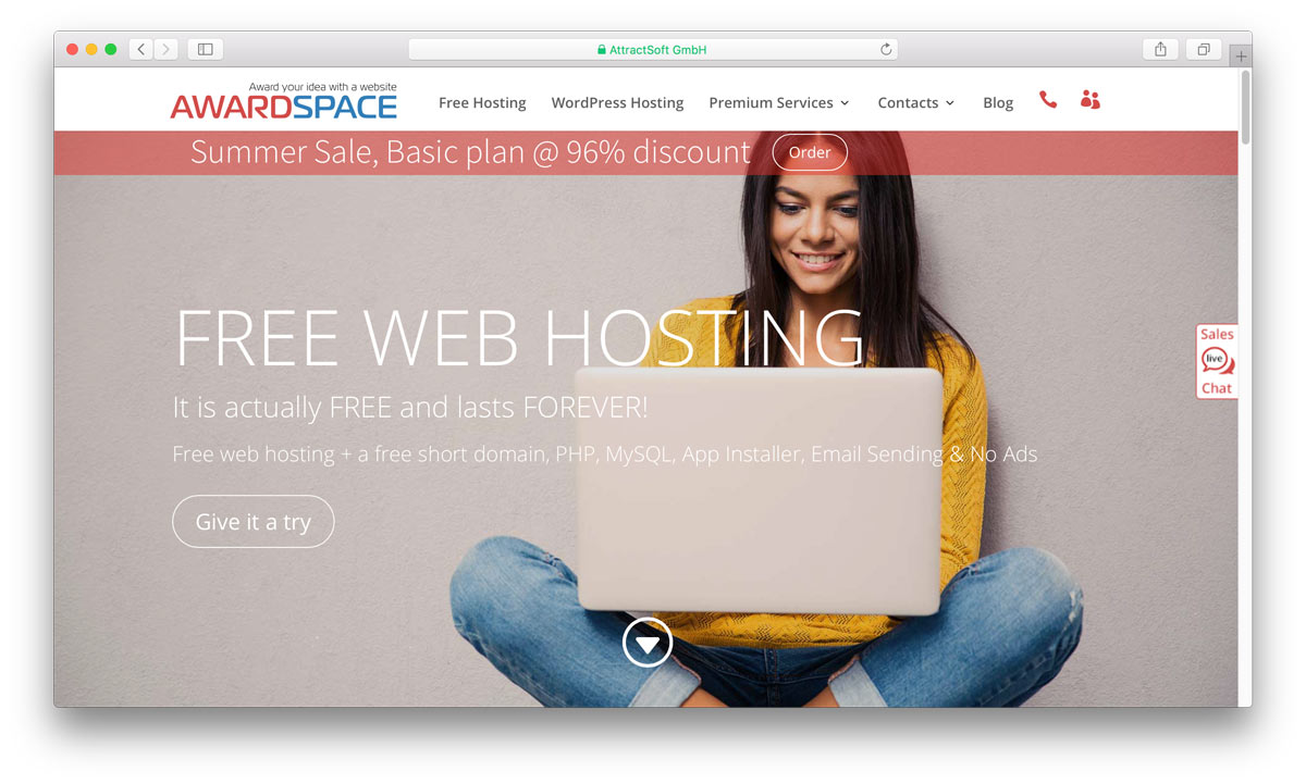 AwardSpace home page