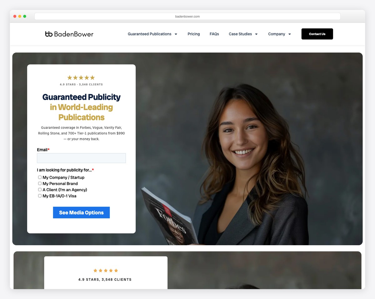 baden bower website example