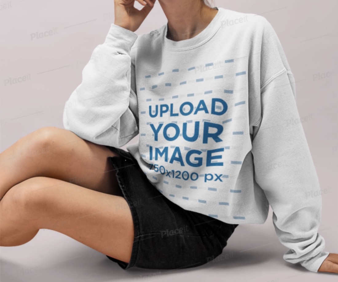baggy sweatshirt mockup featuring a woman