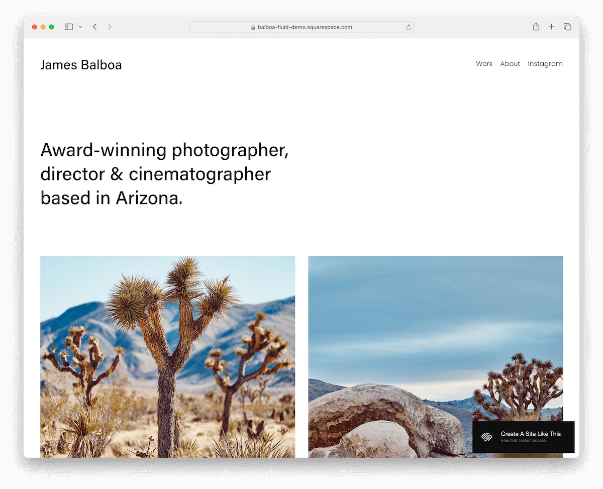 balboa - minimalist photography portfolio website template