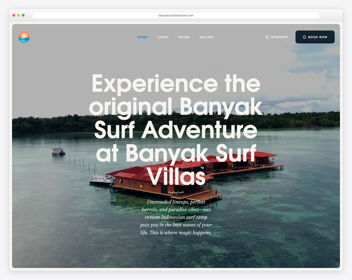 banyak surf adventure one page website