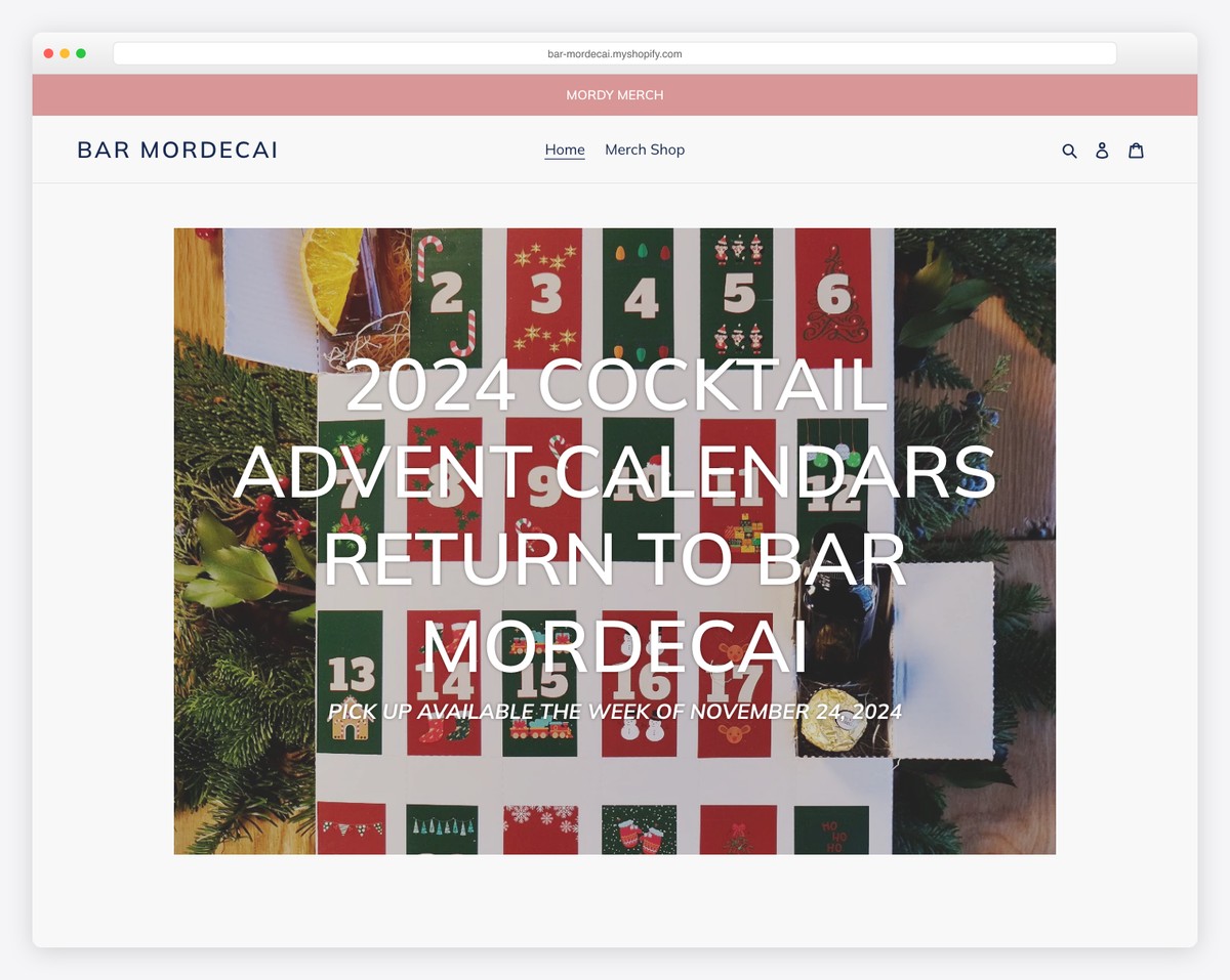 bar mordecai shop website example