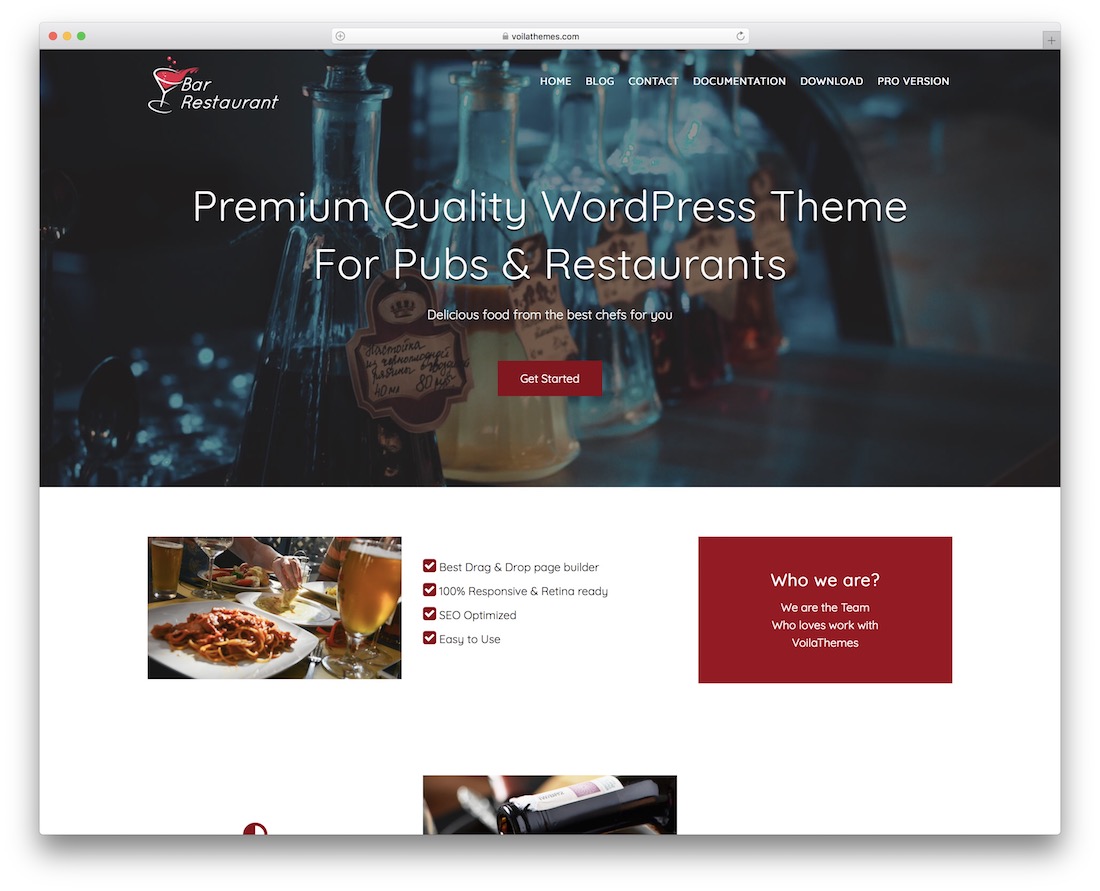 bar restaurant free wordpress theme