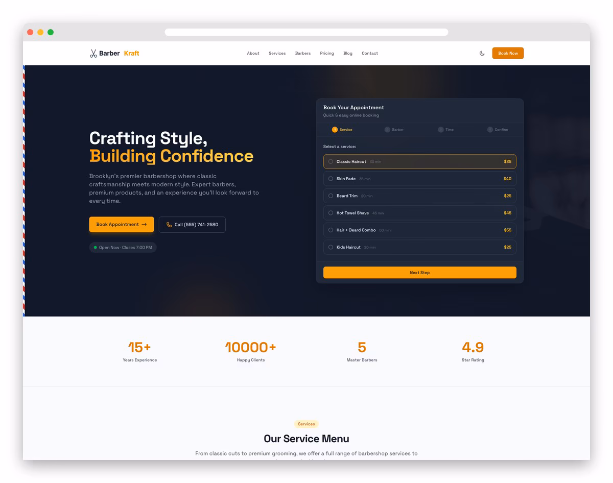 BarberKraft - Astro and Tailwind CSS Template
