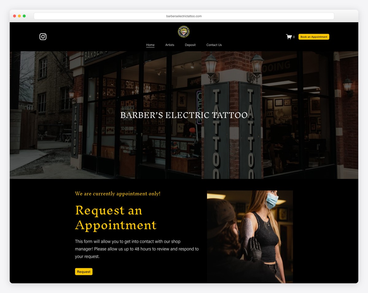 barber's electric tattoo website example