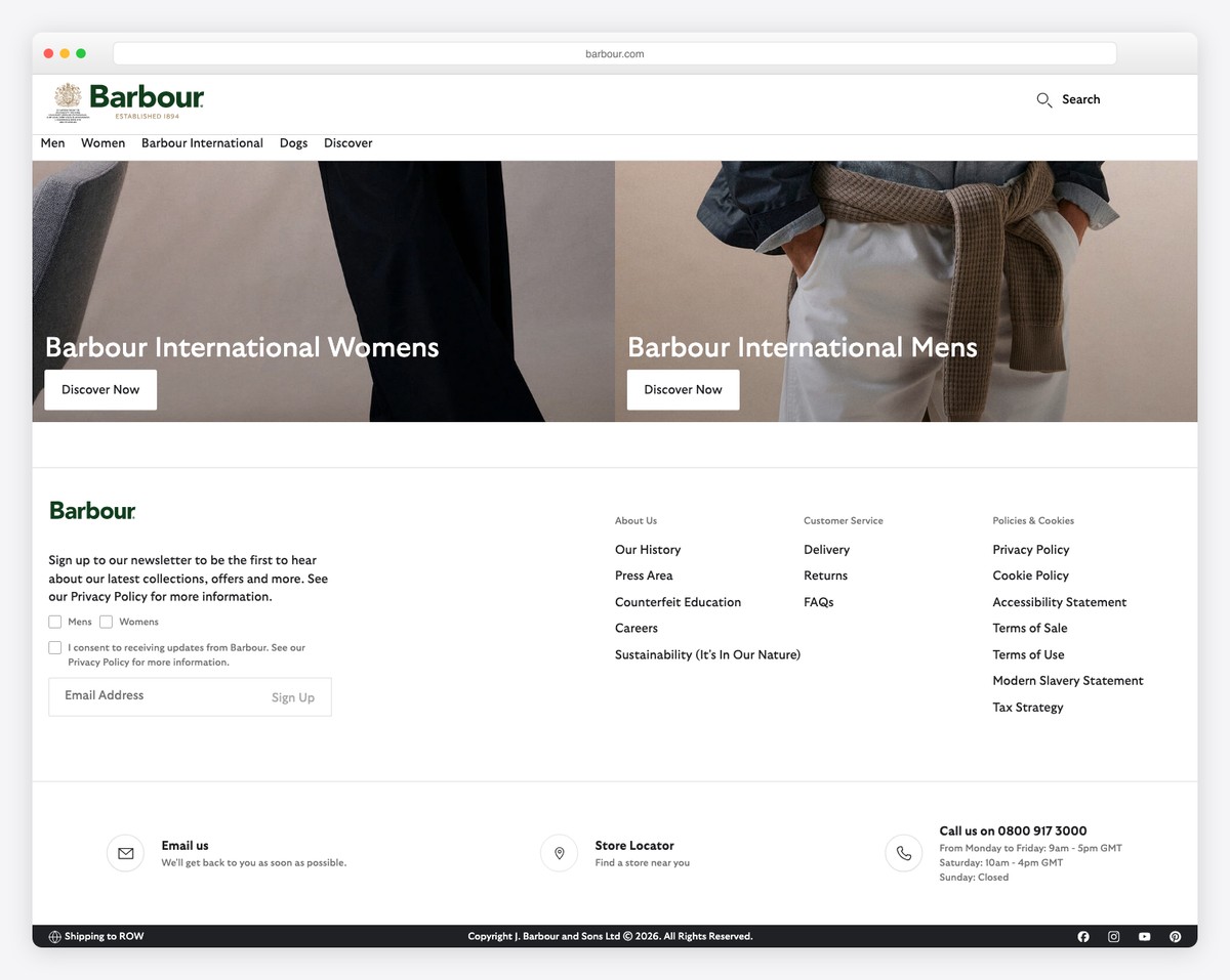barbour magento website example