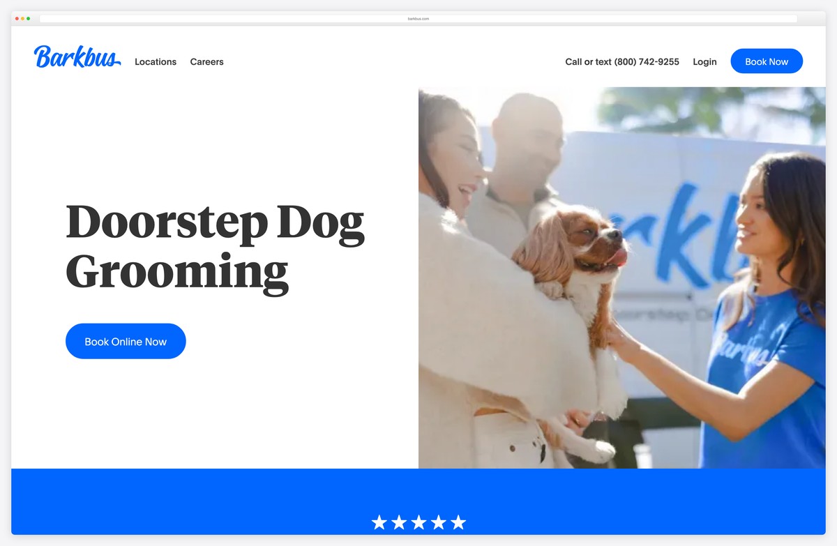 barkbus mobile dog grooming website example