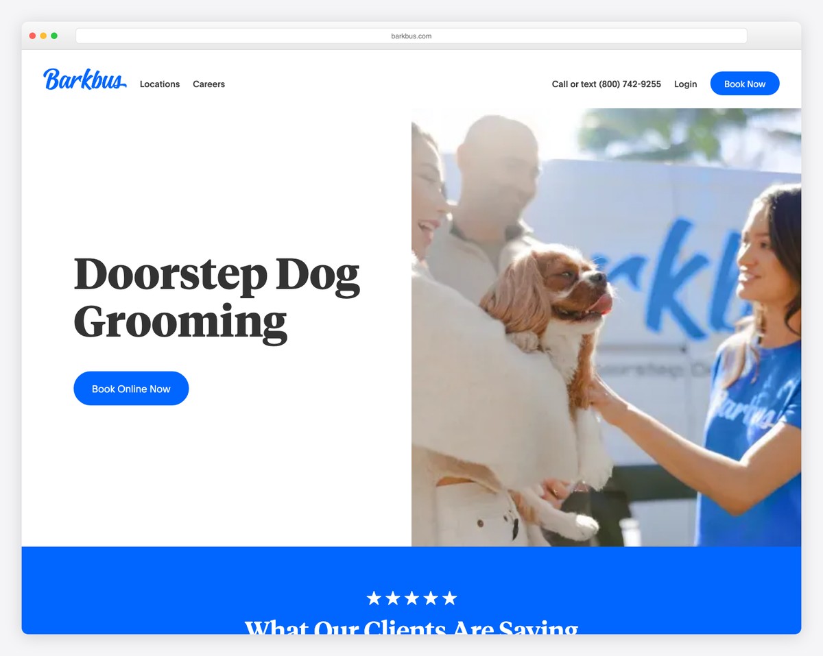 barkbus mobile grooming website