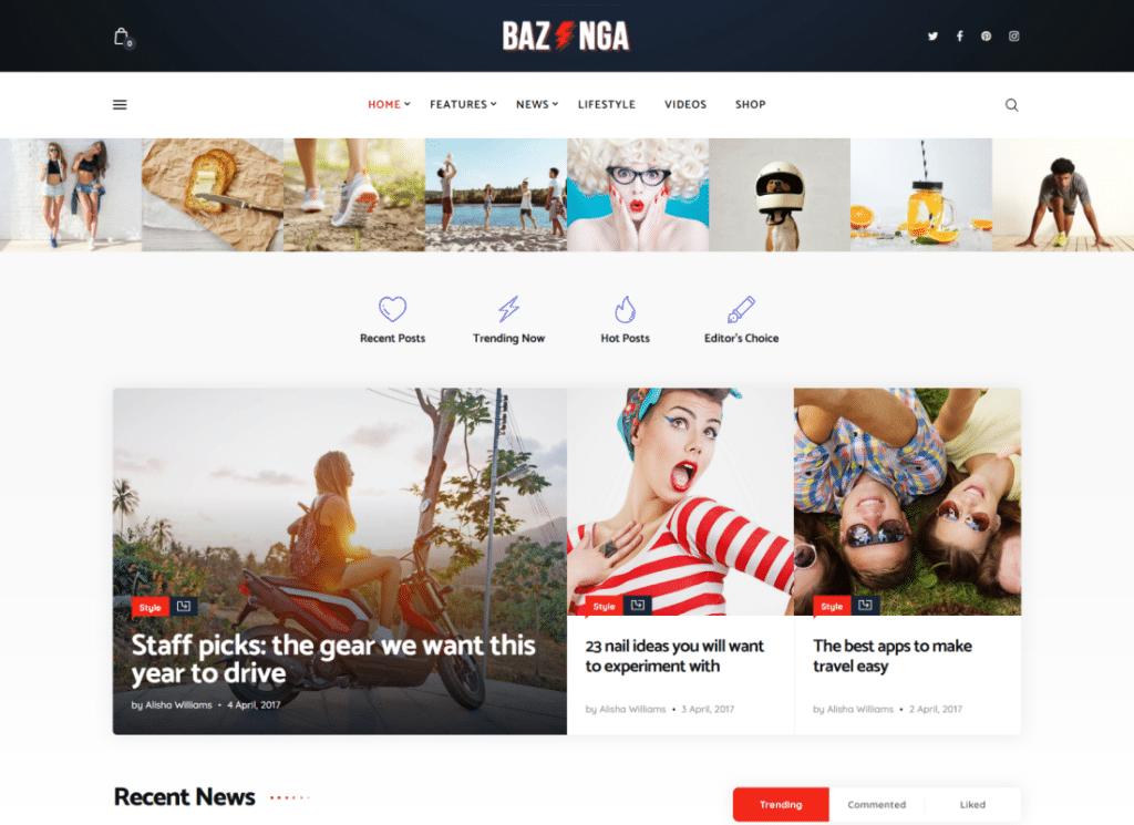 Bazinga - Modern Magazine & Viral Blog WordPress Theme