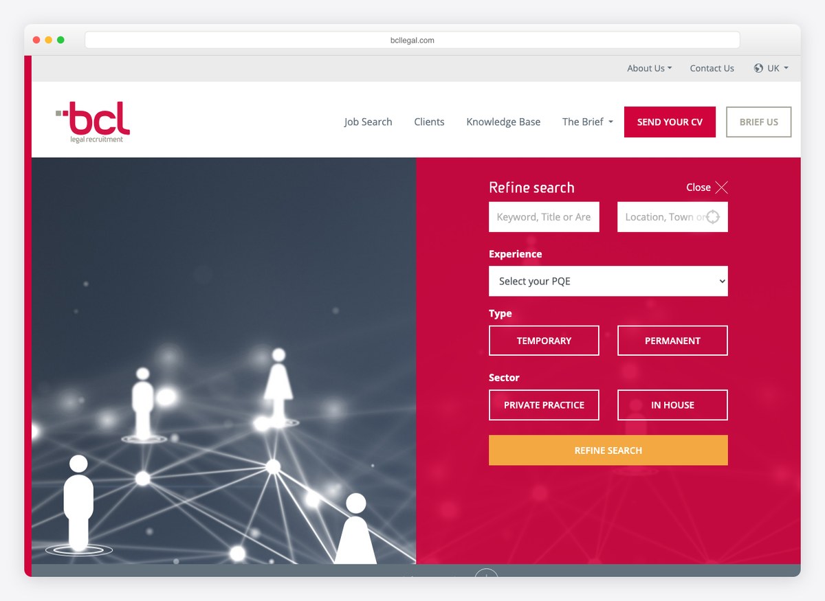 BCL Legal recruitment website homepage